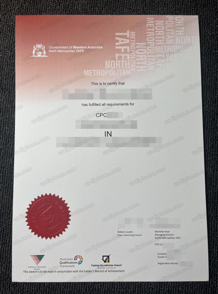 North Metropolitan TAFE certificate