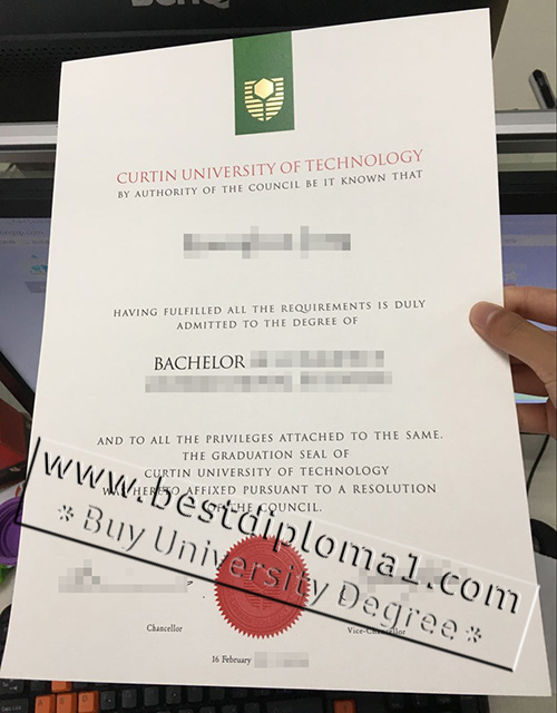 Curtin University of Technology certificate