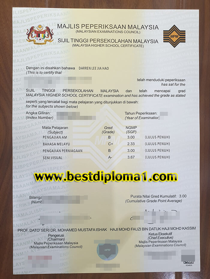  STPM Certificate