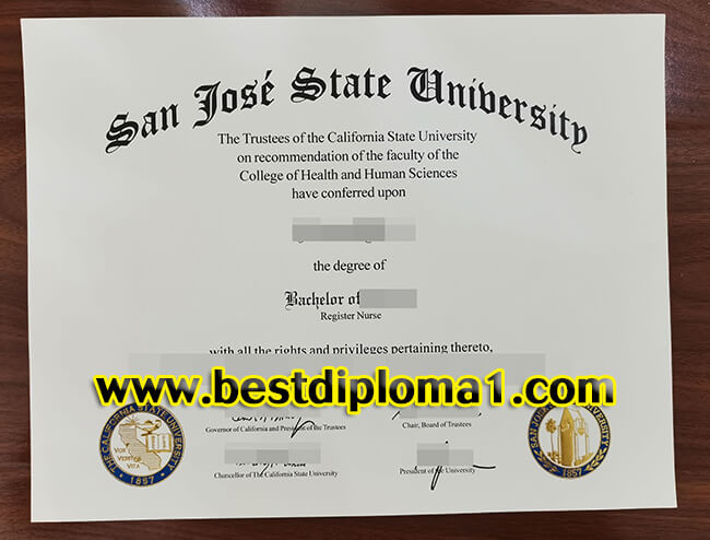 San Jose State University diploma, duplicate certificate