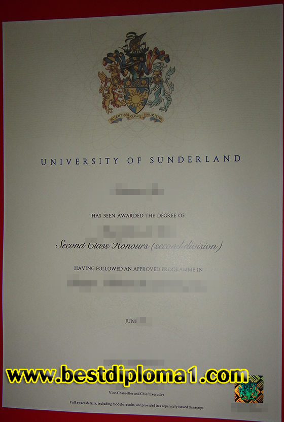 University of Sunderland certificate, degree